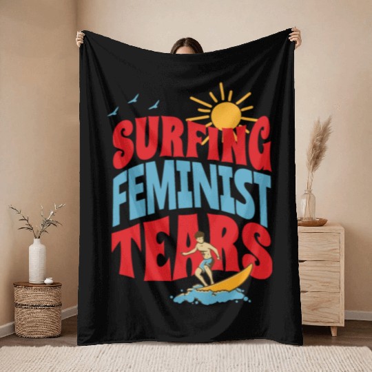 Surfing Liberal Tears Apparel Summer Time Throw Blankets