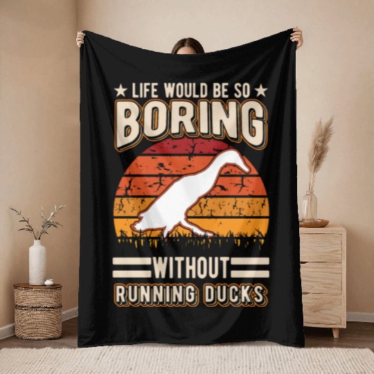Indian Runner Gift Running Duck Throw Blankets
