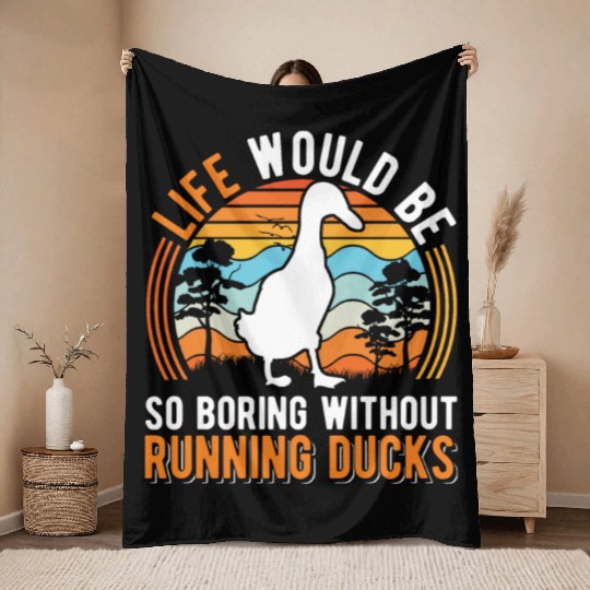 Indian Runner Gift Running Duck Throw Blankets