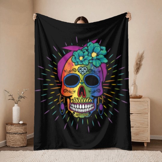 El Dia De Los Muertos LGBTQ LGBT Pride Month Throw Blankets
