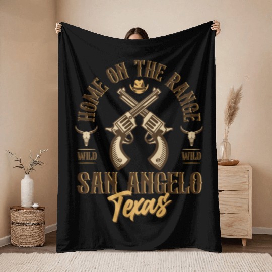 San Angelo Texas wild west town Throw Blankets