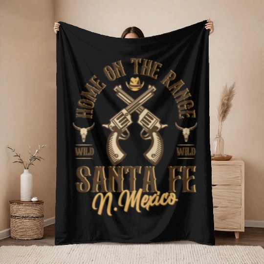 Santa Fe New Mexico wild west town Throw Blankets