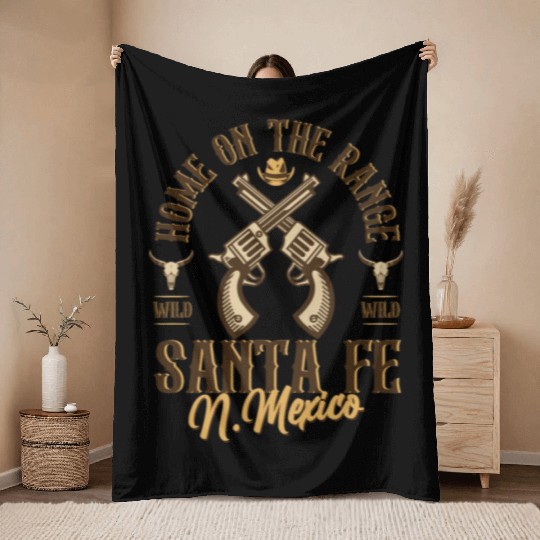 Santa Fe New Mexico wild west town Throw Blankets