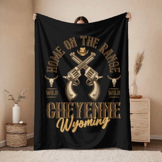 Cheyenne Wyoming wild west town Throw Blankets