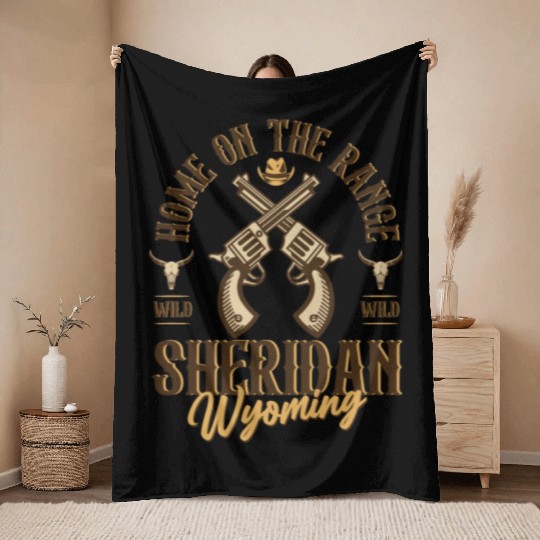 Sheridan Wyoming wild west town Throw Blankets