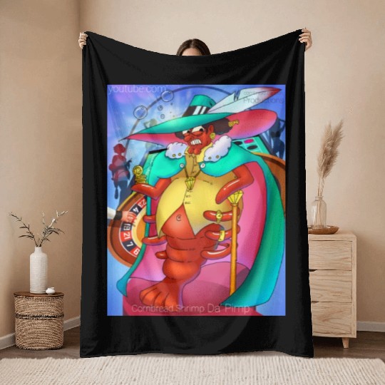 Cornbread Shrimp Da' Pimp Throw Blankets