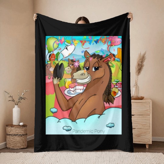 Pandemic Pony Throw Blankets