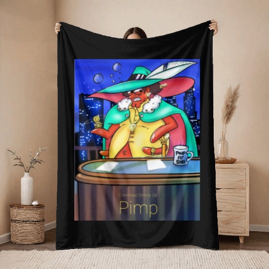 Cornbread Shrimp Da' Pimp Throw Blankets
