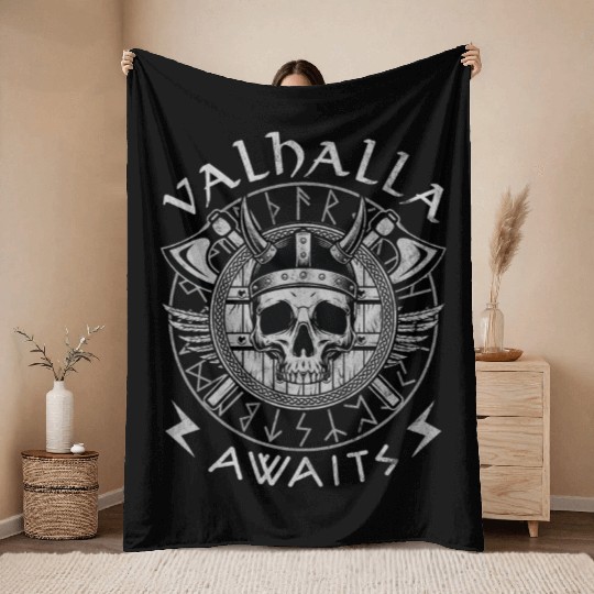 Valhalla awaits Throw Blankets