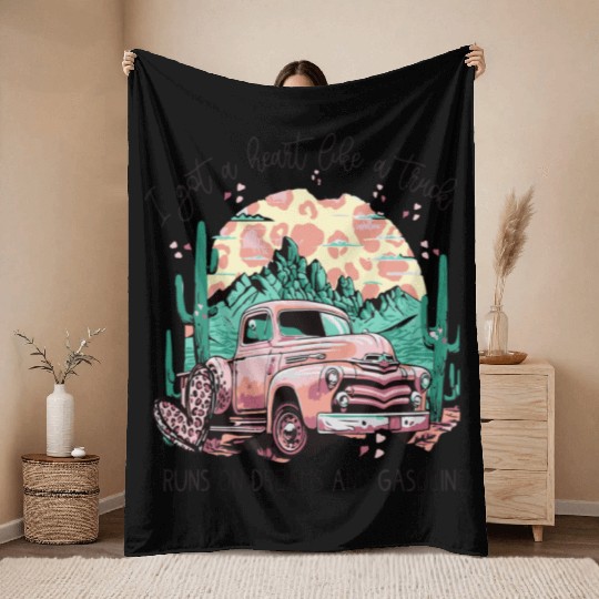 I Got A Heart Like a Truck Throw Blankets