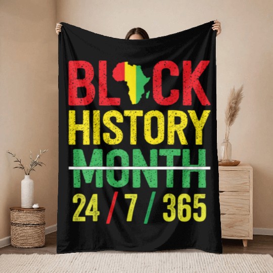 Black History 365 Black History Month 2023 T Shir Throw Blankets