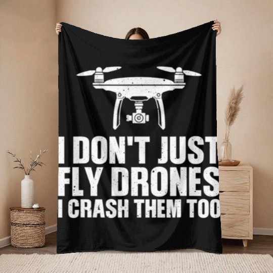 Funny Drone Pilot Art For Men Women Quadcopter Ra Throw Blankets