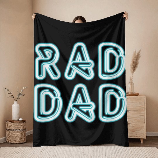 Neon Rad Dad Fathers Day Throw Blankets