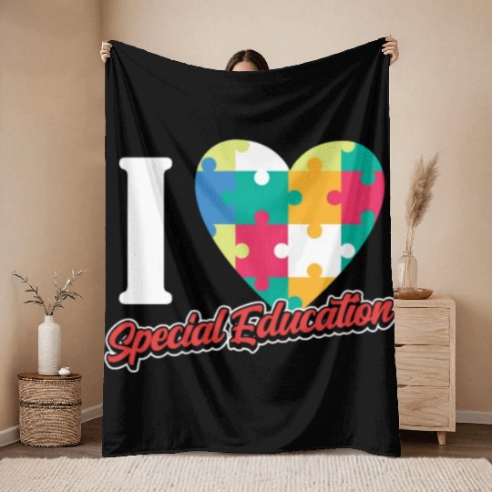 I Love Special Education Sped Teacher Awareness Throw Blankets