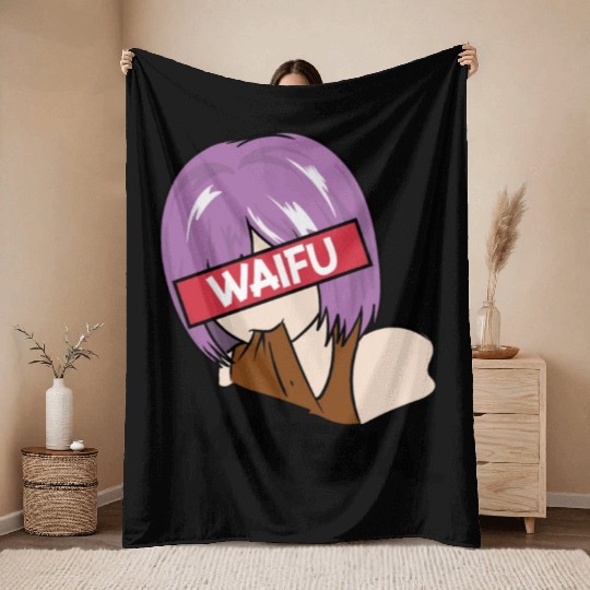 Anime Waifu Material Manga Eyes Japanese Throw Blankets