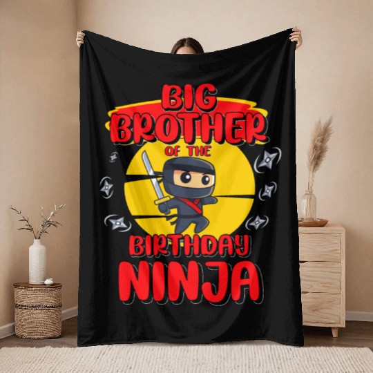 Big Brother Of The Birthday Ninja Party Gift Idea Throw Blankets