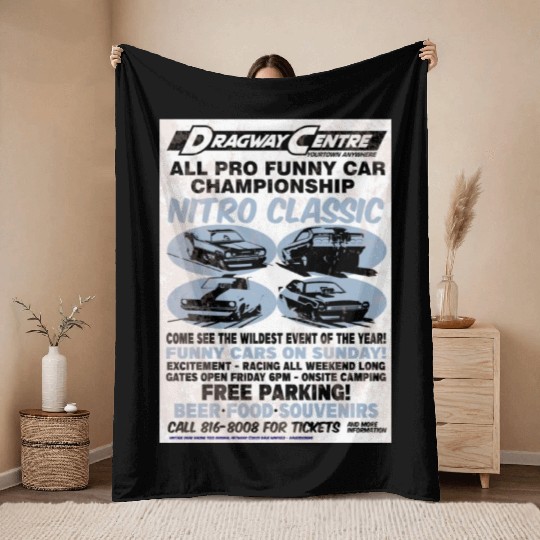 Vintage Hot Rod Classic Drag Racing Poster Throw Blankets