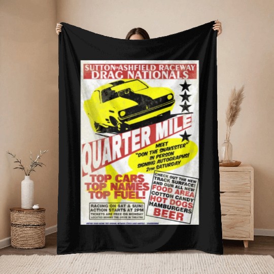 Vintage Hot Rod Classic Drag Racing Poster Throw Blankets
