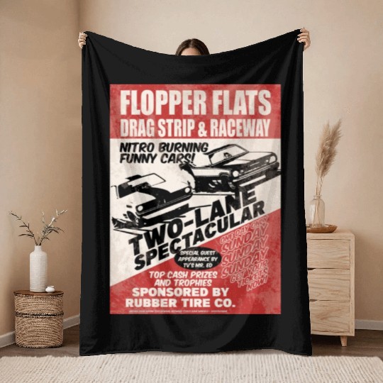 Vintage Hot Rod Classic Drag Racing Poster Throw Blankets