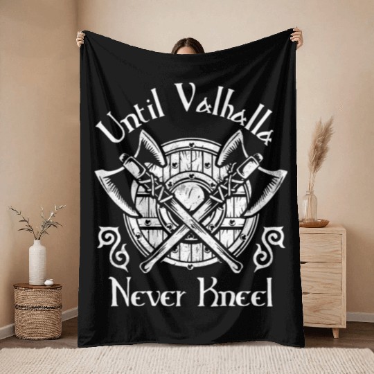 Until Valhalla - Never Kneel Throw Blankets