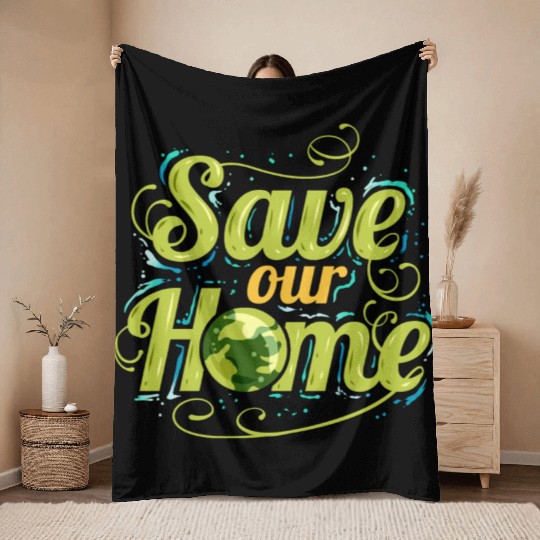 Logo Save Our Home For Earth Day Throw Blankets