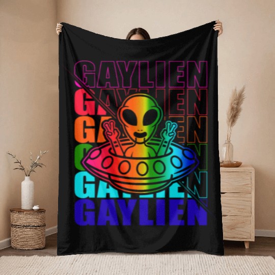 Gender Lesbian, Gay, Trans, Queer Rainbow Throw Blankets