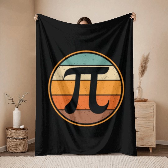 Pi Day Retro Mathematics Pi Symbol Math Number Throw Blankets