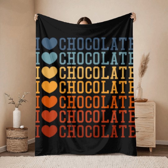 I Love Chocolate Retro Vintage Throw Blankets