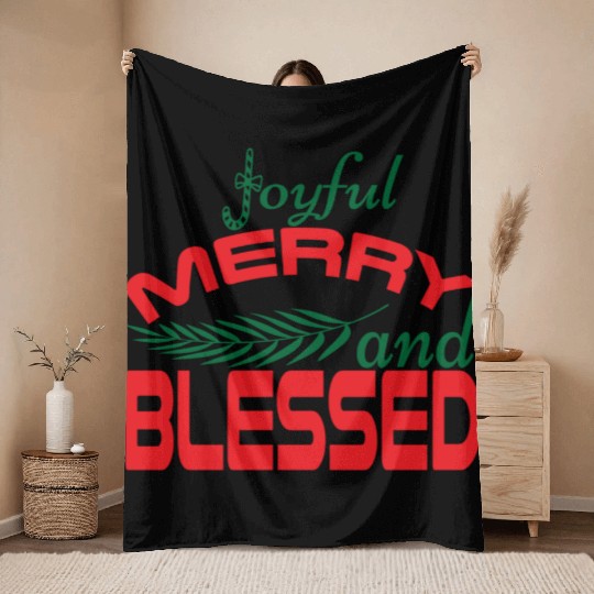 joyful merry and blessed Throw Blankets