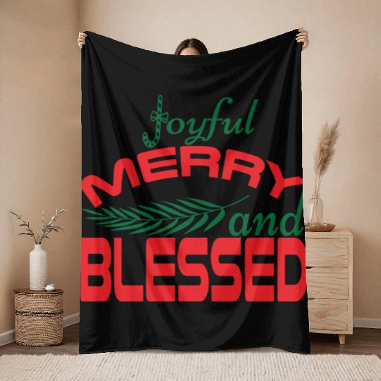 joyful merry and blessed Throw Blankets