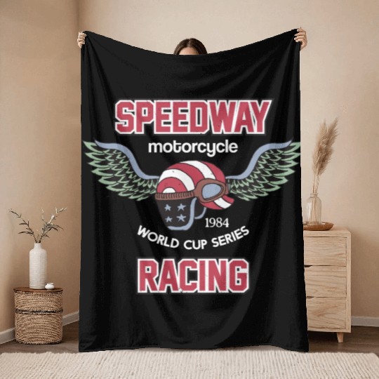 Motorcycle Bikers Racing Throw Blankets