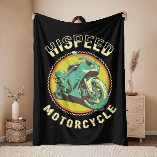 Motorcycle Bikers Racing Throw Blankets