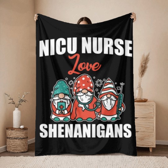 Funny NICU Nurse Love Shenanigans St. Patricks Day Throw Blankets