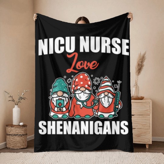 Funny NICU Nurse Love Shenanigans St. Patricks Day Throw Blankets