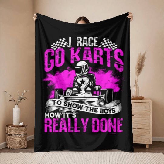 Go Kart Racer Pit Crew Car Racing Karting Throw Blankets
