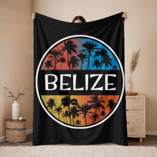 Belize Stylish Vacation Souvenir Palm Tree Throw Blankets
