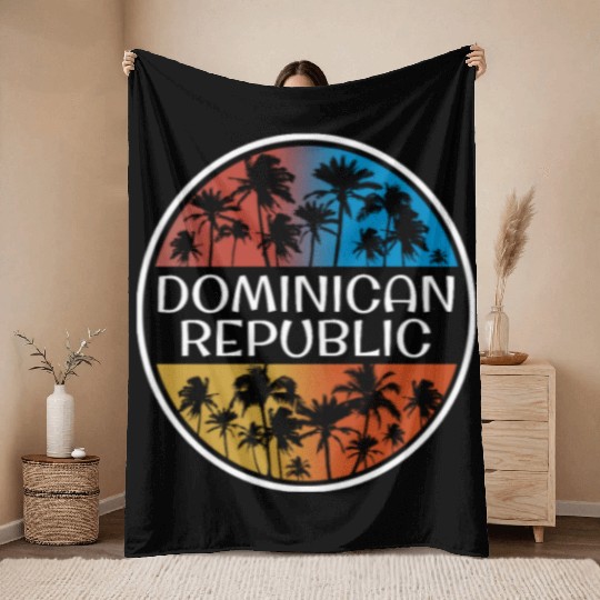 Dominican Republic Stylish Vacation Souvenir Palm Throw Blankets