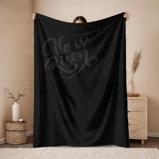 He Is Risen - Black Drawing HD Throw Blankets