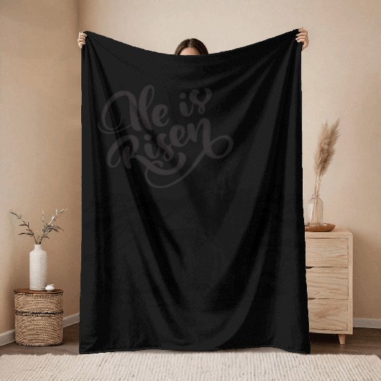 He Is Risen - Black Drawing HD Throw Blankets