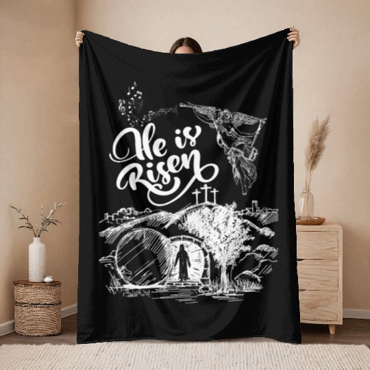He Is Risen- White Drawing Angel HD Throw Blankets