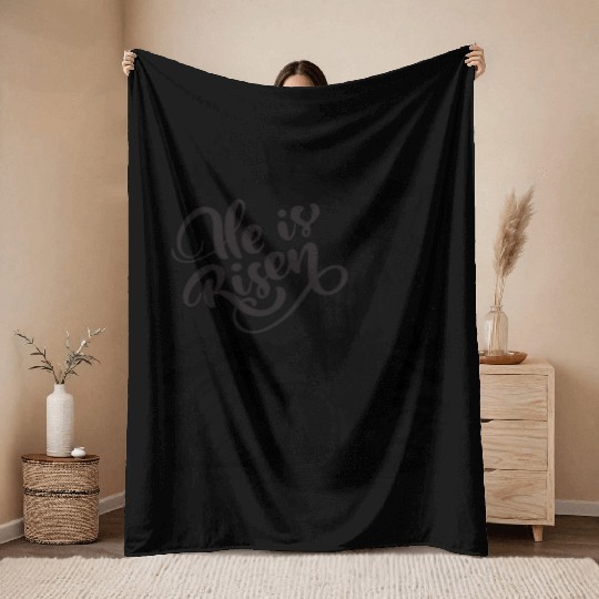 He Is Risen- Black Drawing Angel HD Throw Blankets