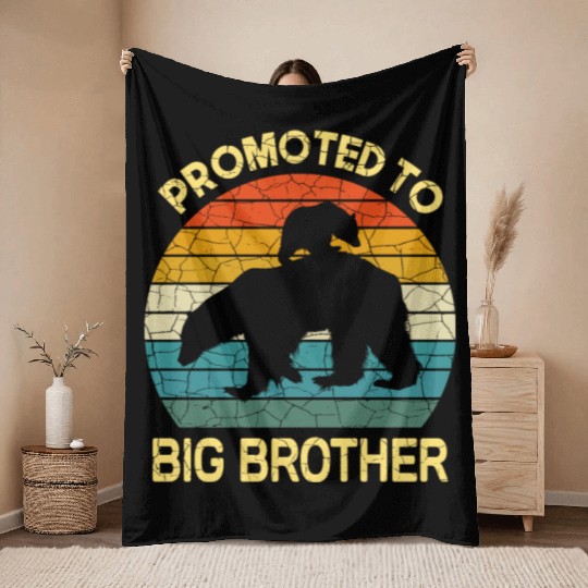 Promoted to big brother Bear Gift, baby birthday Throw Blankets