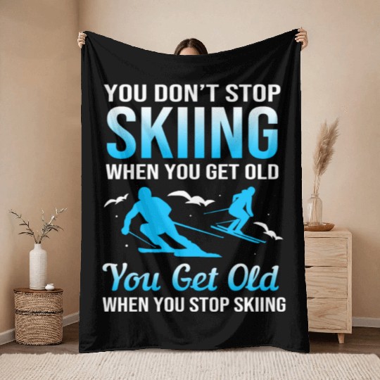 Funny Skiing Ski Lover Skier Ski Instructor Throw Blankets