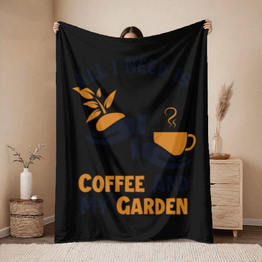Coffee and my Garden Gardener Horticulture Ideas Throw Blankets