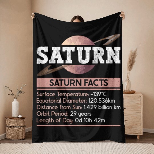 Saturn Planet Facts Space Lover Solar System Throw Blankets