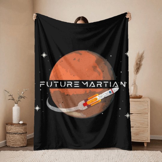 Future Martian Mars Planet Space Lover Throw Blankets