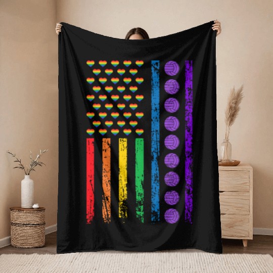 American Sports Rainbow Flag LGBT Pride Month Throw Blankets