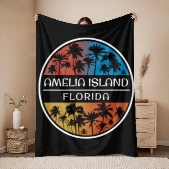 Amelia Beach Florida Stylish Vacation Souvenir Throw Blankets