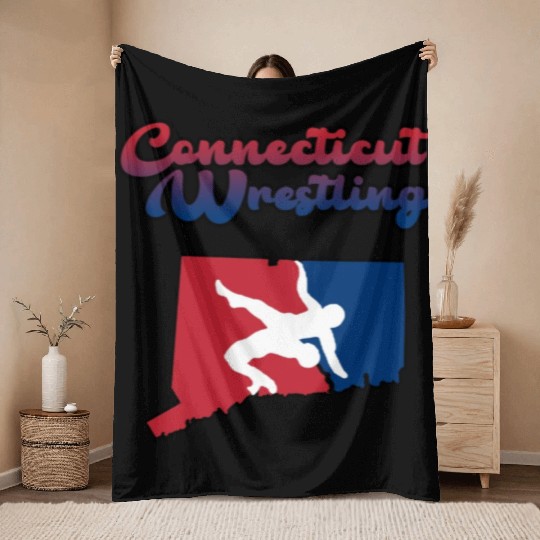 Connecticut Wrestling Throw Blankets