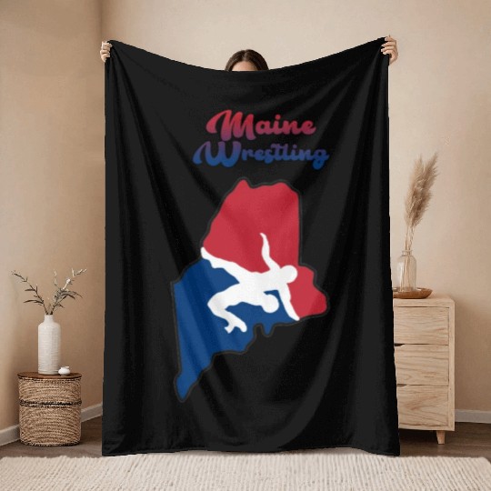 Maine Wrestling Throw Blankets